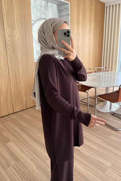 Arlena Premium Rayon Suit - Brown