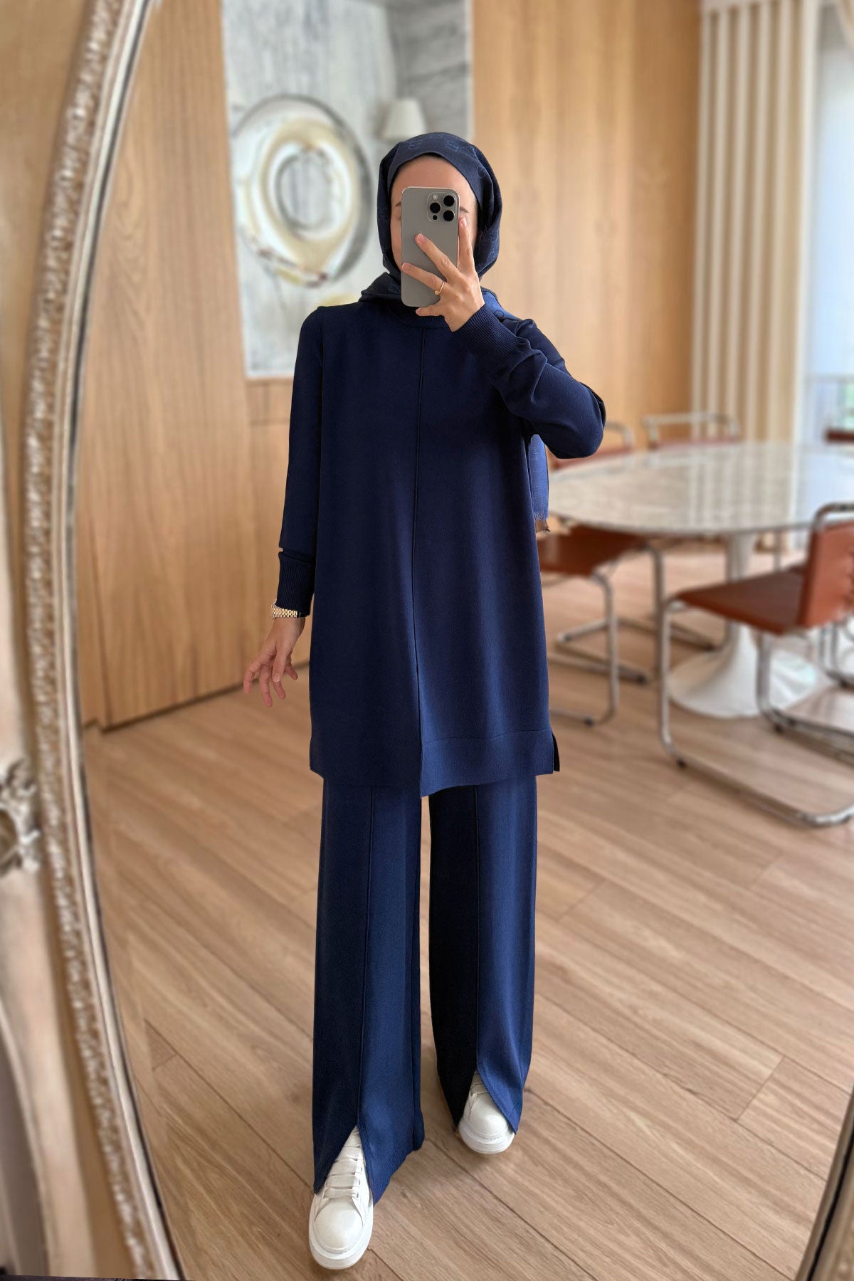 Arlena Premium Rayon Suit - Navy Blue