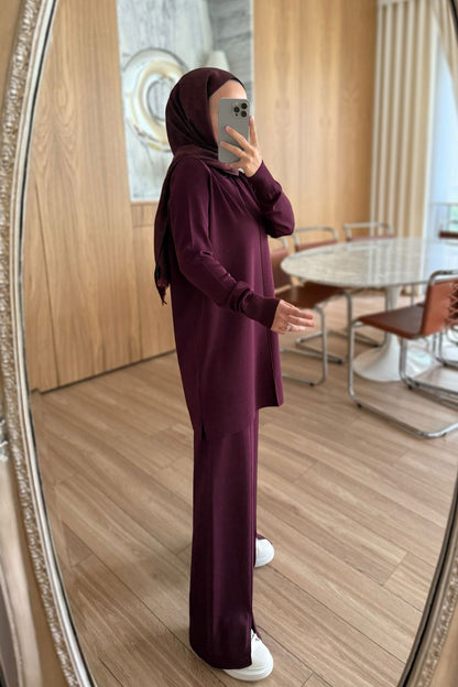 Arlena Premium Rayon Suit - Plum