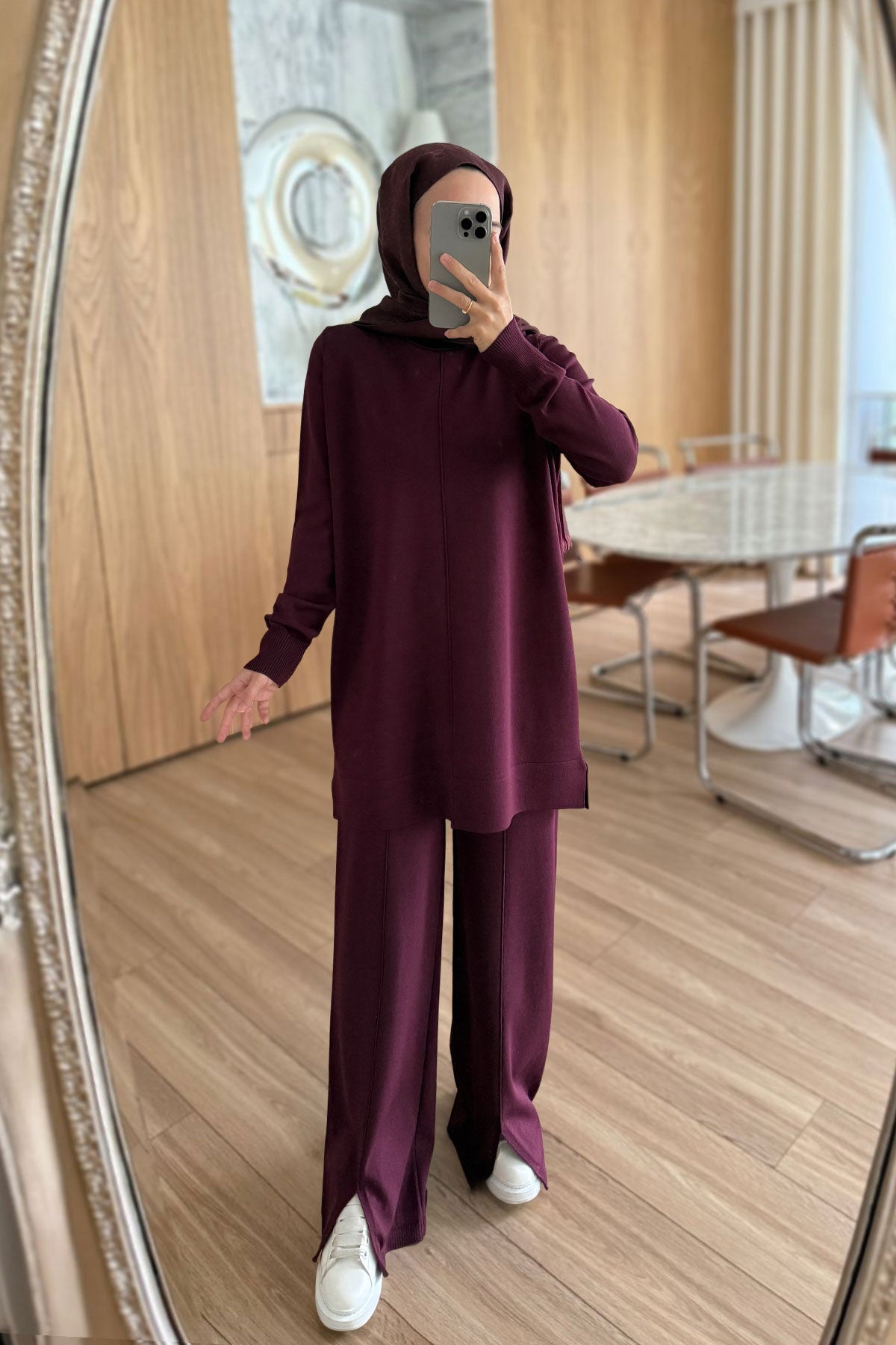 Arlena Premium Rayon Suit - Plum