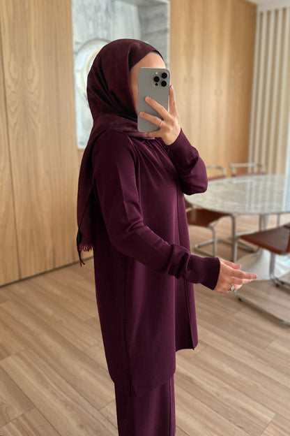 Arlena Premium Rayon Suit - Plum