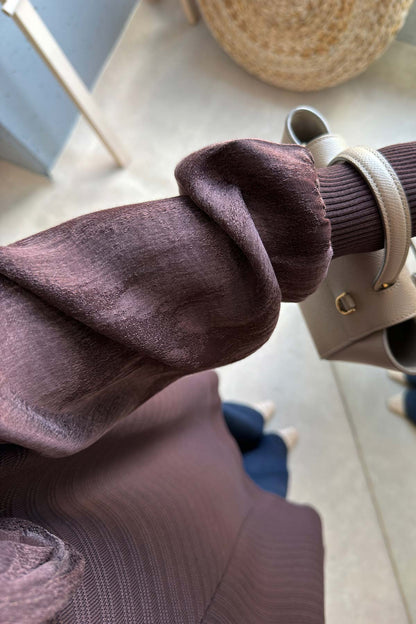Rose Silk Cupra Sleeve Brown Mercerized Tunic