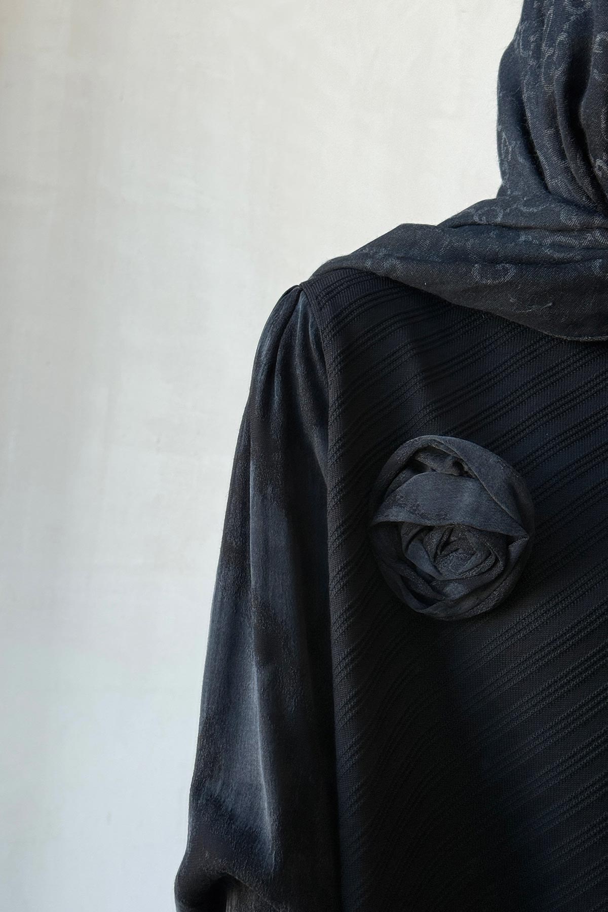 Rose Silk Cupra Sleeve Black Mercerized Tunic