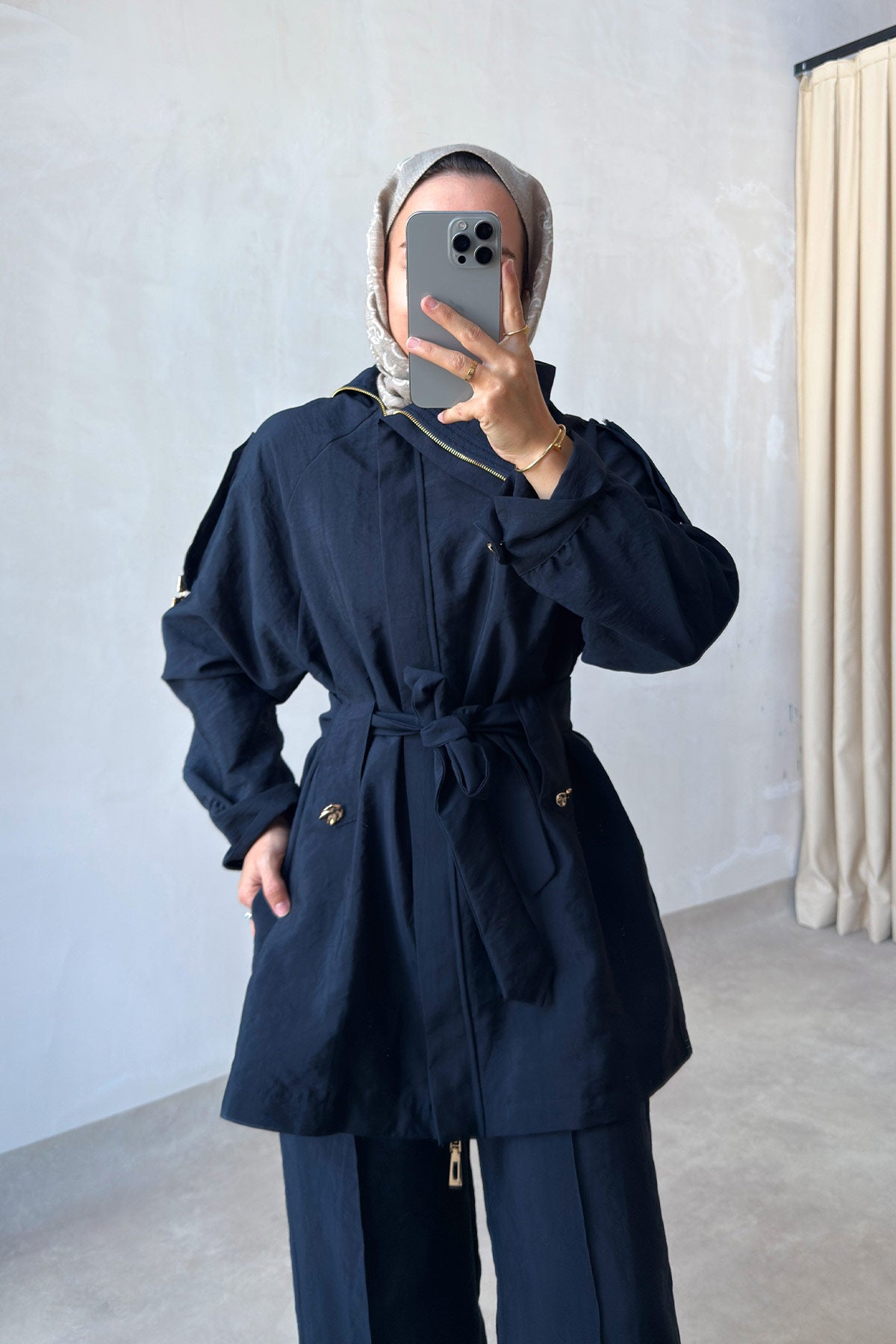 Collared Jacket Suit - Navy
