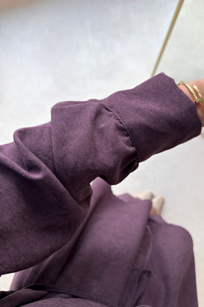 Two-Piece Suit with Harem-Leg Trousers - Plum