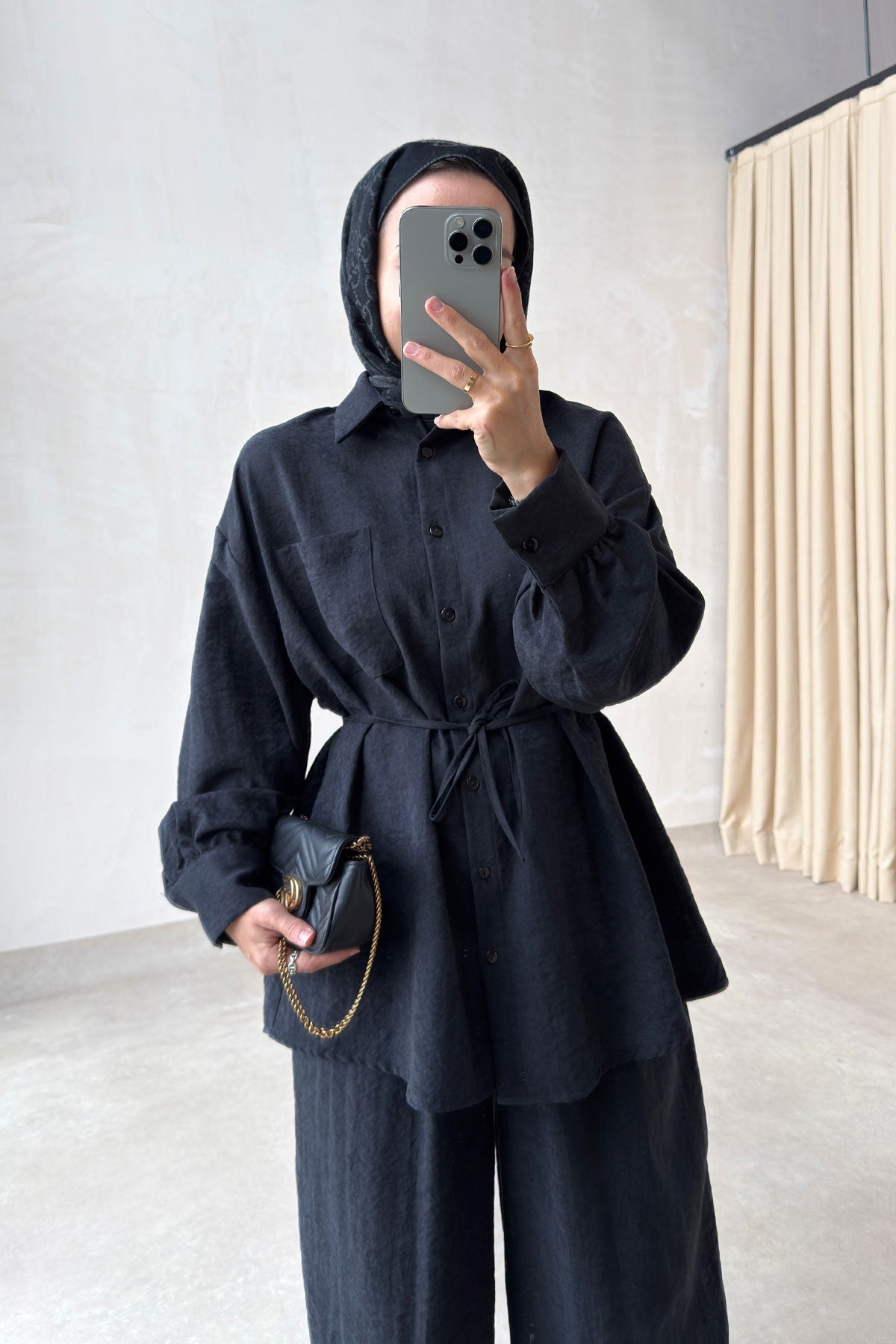 Two-Piece Suit with Harem-Leg Trousers - Black