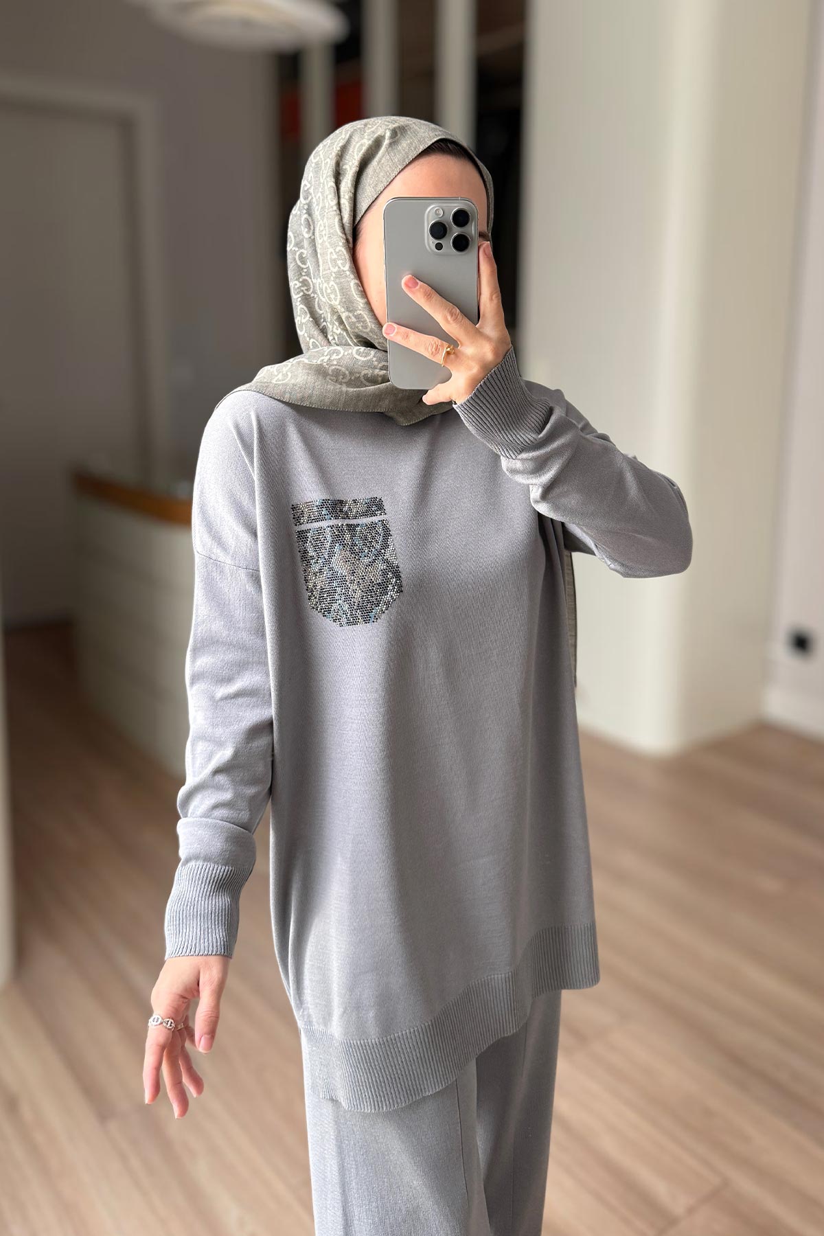 Stoned Pocket Mercerized Suit - Grey