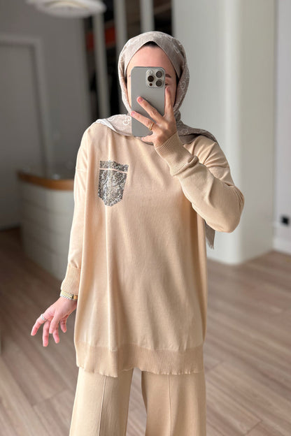 Stoned Pocket Mercerized Suit - Coffee Milk