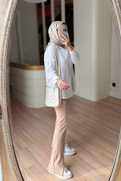 Slit Detail Pants - Camel