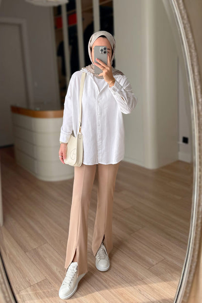 Slit Detail Pants - Camel