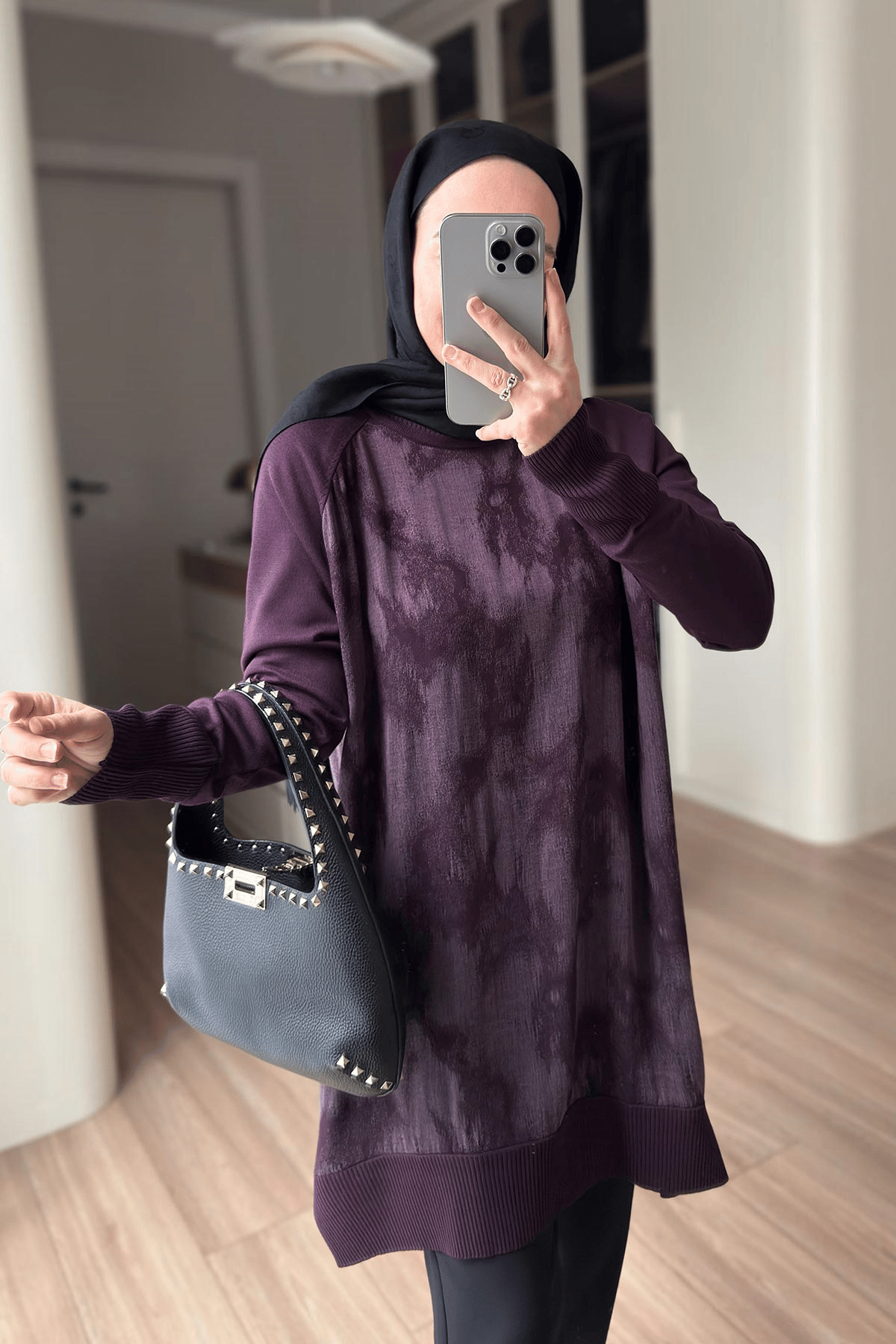 Patterned Silk Cupra Mercerized Tunic – Plum