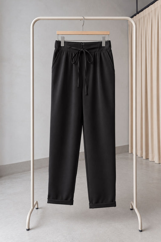 Rope Detail Carrot Pants - Black