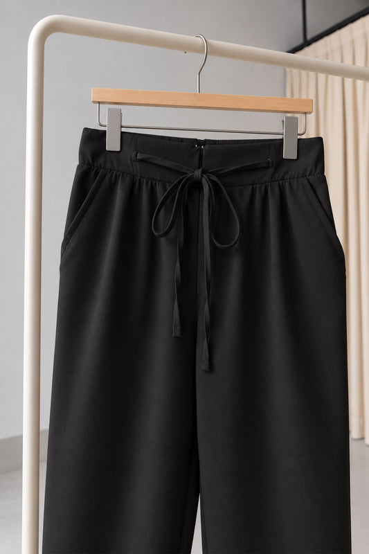 Rope Detail Carrot Pants - Black