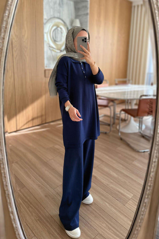 Lina Premium Rayon Suit - Navy Blue