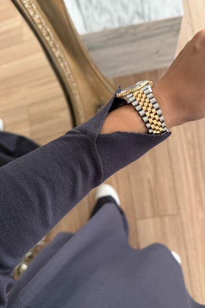 Slit Detail Stoned Mercerized Suit - Smoked Colored