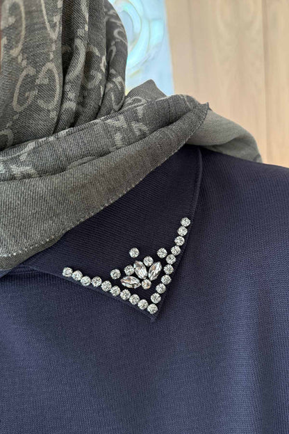 Slit Detail Stoned Mercerized Suit - Smoked Colored