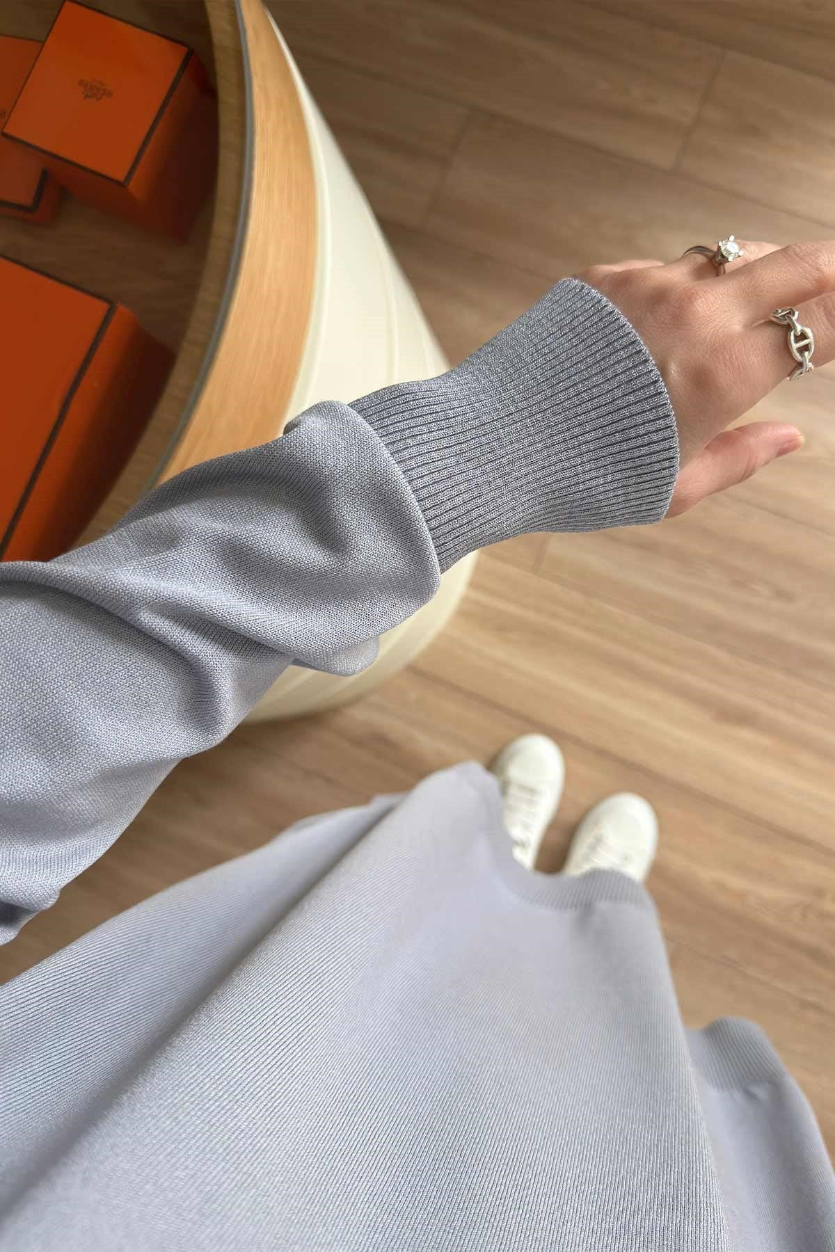 Side Zipper Basic Grey Mercerized Tunic