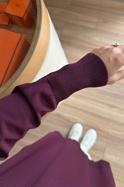 Side Zipper Basic Plum Mercerized Tunic