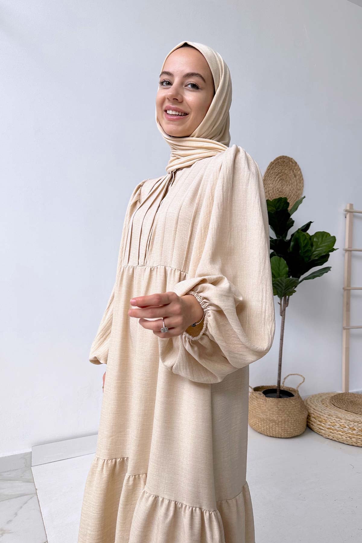 Slack Linen Dress - Beige