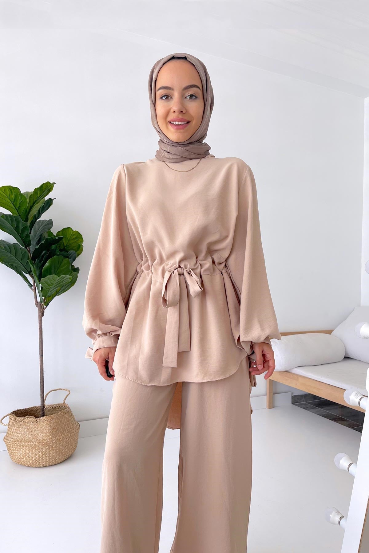 Waist Belt Suit - Beige