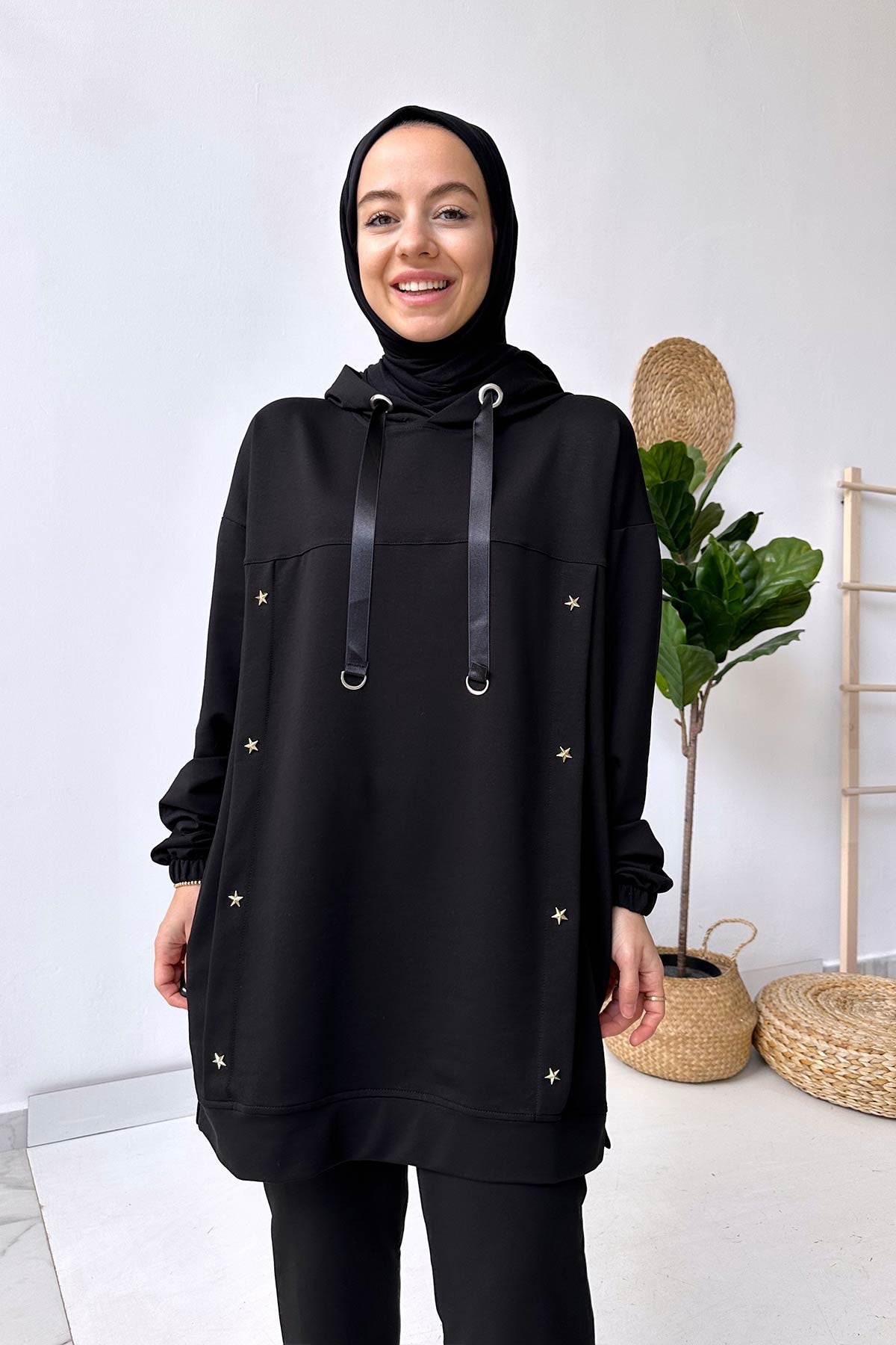Star Hoodie Suit - Black