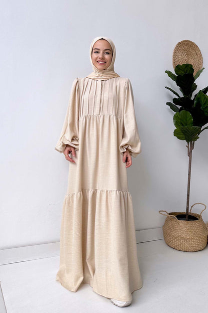 Slack Linen Dress - Beige