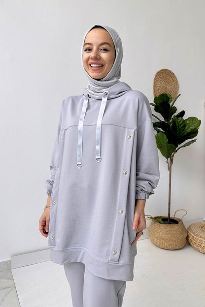 Star Hoodie Suit - Grey