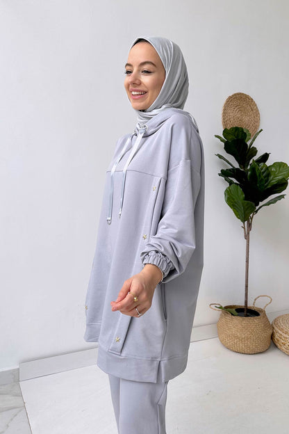Star Hoodie Suit - Grey