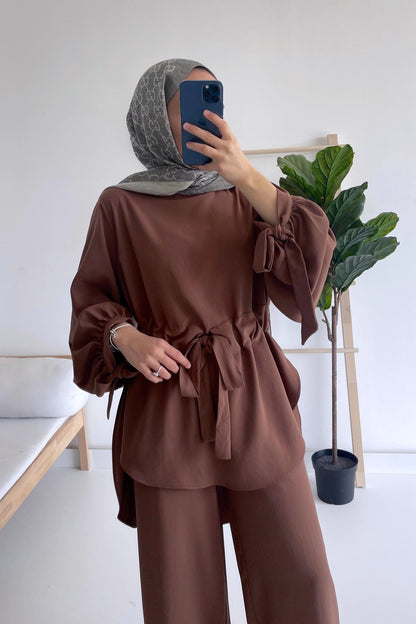 Waist Belt Suit - Brown