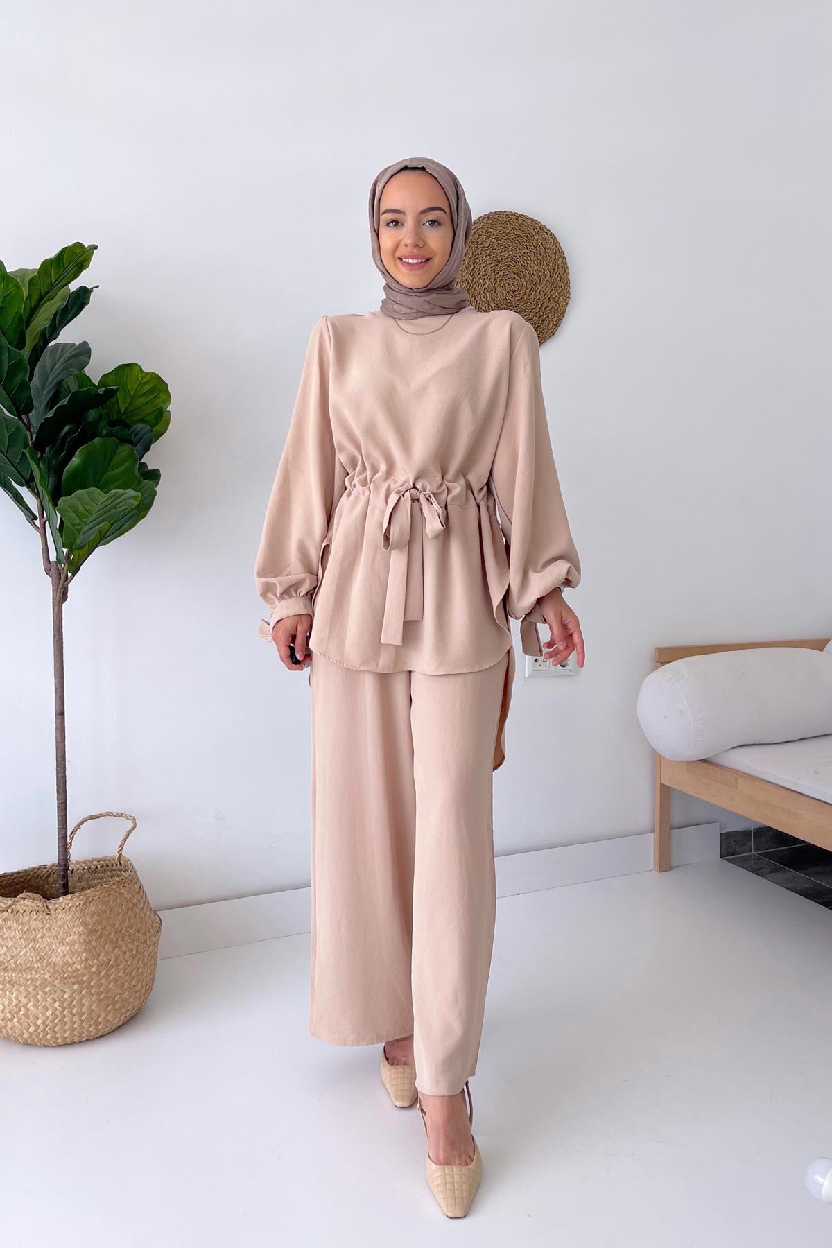 Waist Belt Suit - Beige